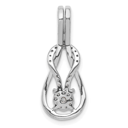14K White Gold 1/6 carat Diamond Knot Slide Fits up to 2mm Regular/3mm Fancy or Reversible Omega