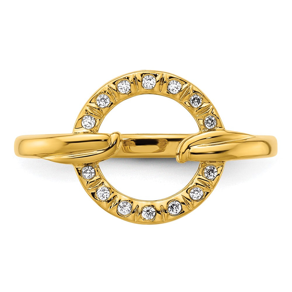 14K Yellow Gold Polished Diamond Open Circle Fashion Ring