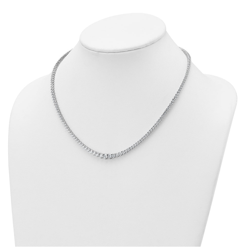 14K White Gold 10 7/8 carat Lab Grown Diamond VS/SI+ G+ Complete Round 18 Inch Graduated Tennis Necklace