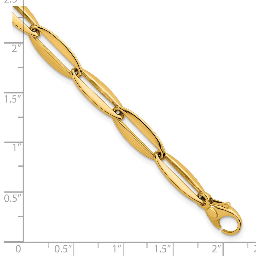 14K Yellow Gold Polished 7mm Long Oval Link 7.5 Inch Bracelet