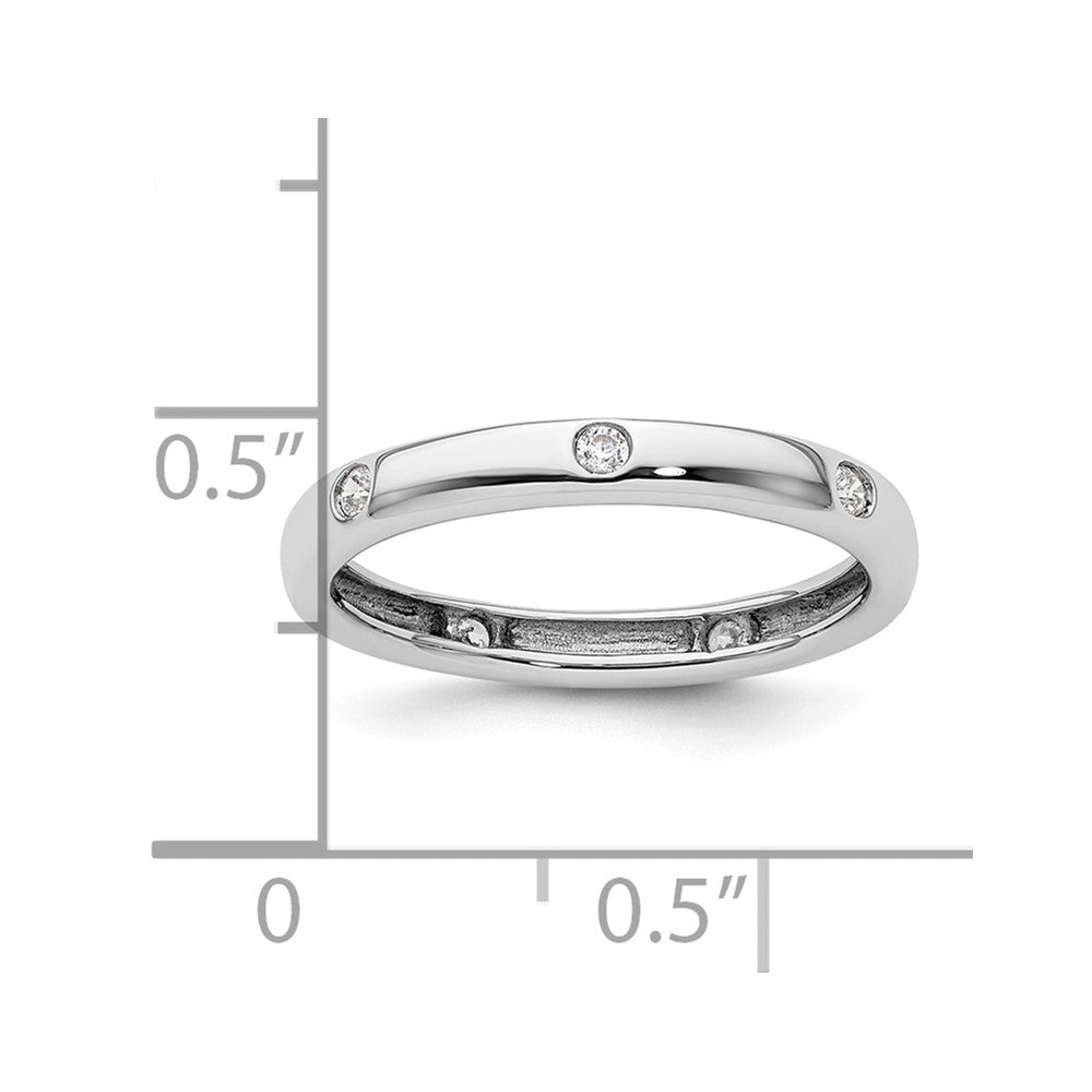 14K White Gold Polished Size 5.5 Bezel-set 1/10 carat Diamond Complete Eternity Wedding Band Ring