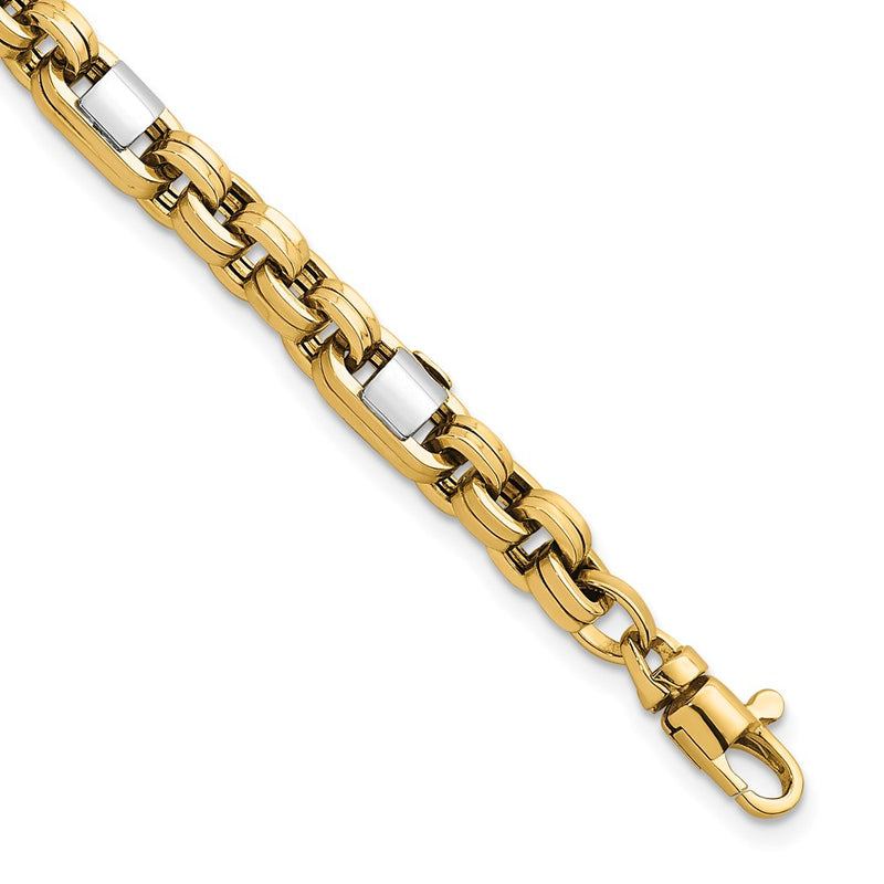 14K Two-Tone Gold Two-tone Polished 5mm Fancy Link 7.5 Inch Bracelet