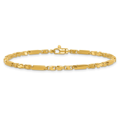 14K Yellow Gold Polished Fancy Bar Link 8 Inch Bracelet