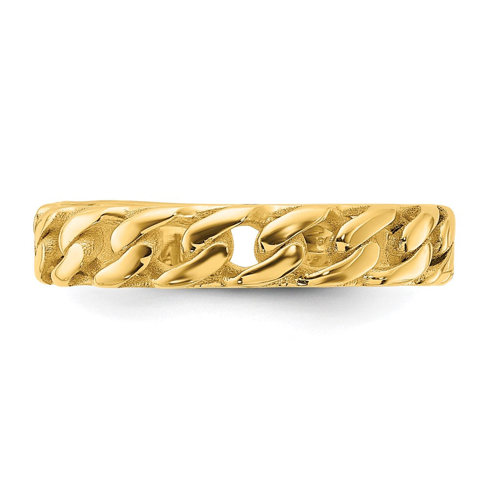 14K Yellow Gold Polished 4mm Curb Link Ring