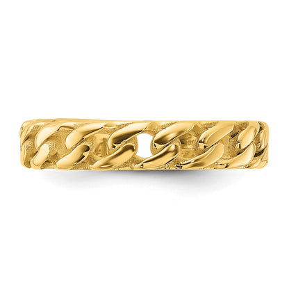 14K Yellow Gold Polished 4mm Curb Link Ring