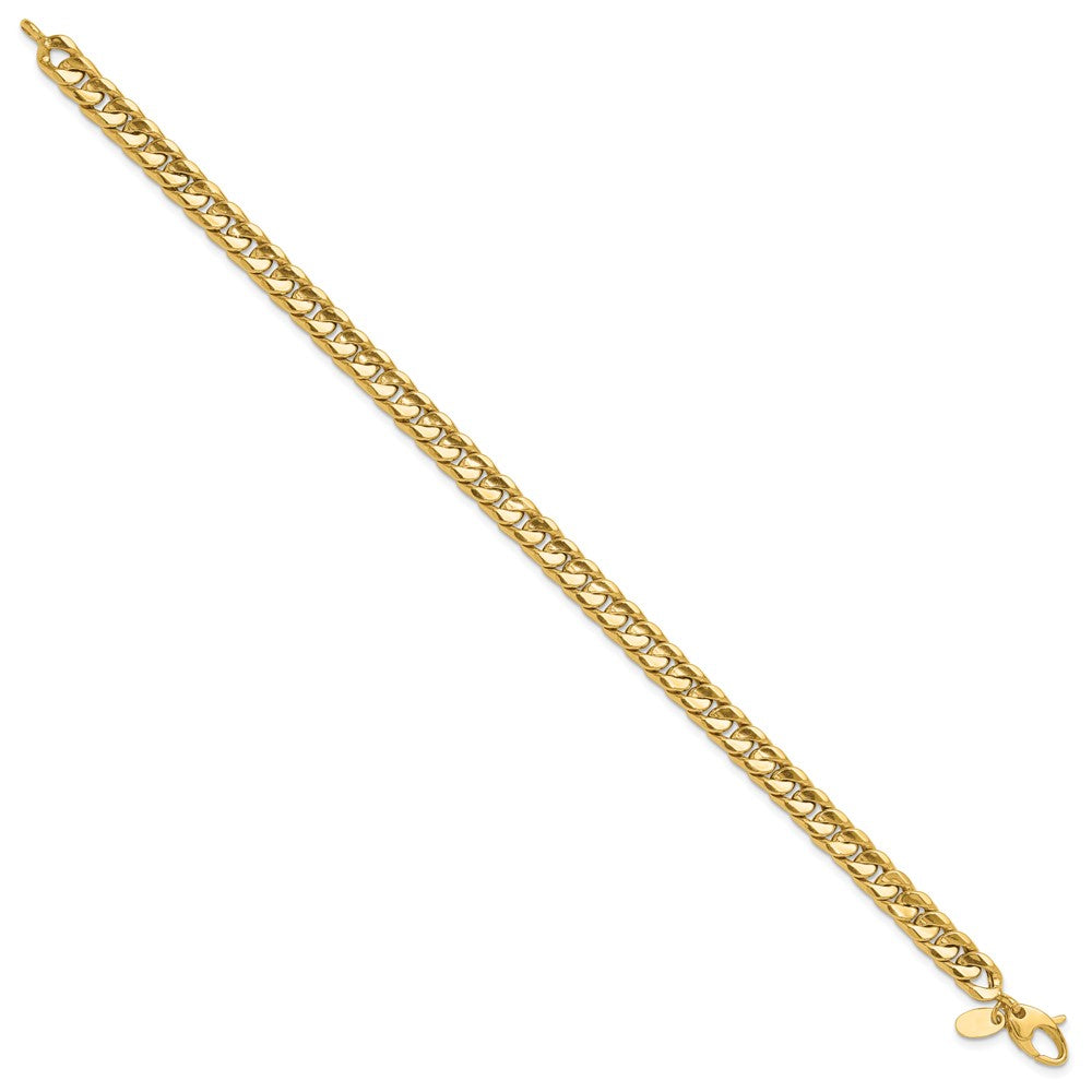 14K Yellow Gold Polished 6.00mm Fancy Concave Curb Link 8.5 Inch Bracelet