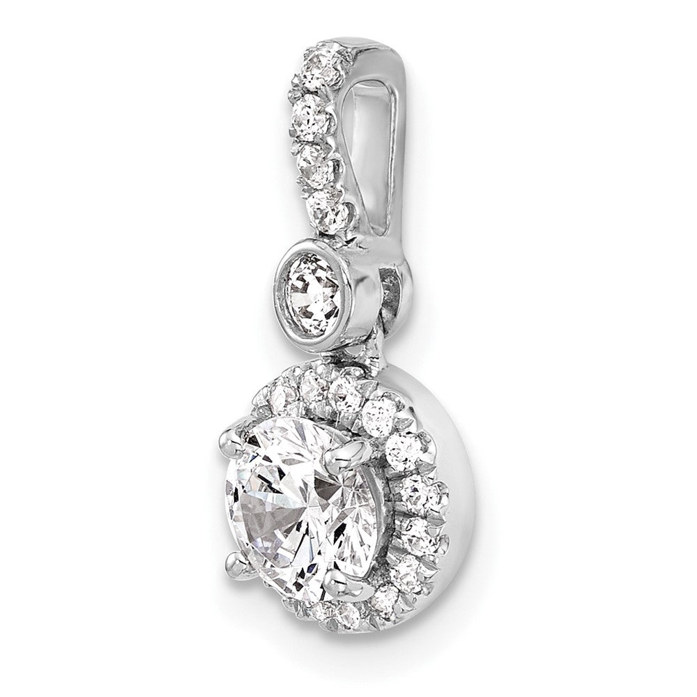 14K White Gold 1 carat Certified Lab Grown Diamond VS+ F+ Round Complete Halo Pendant