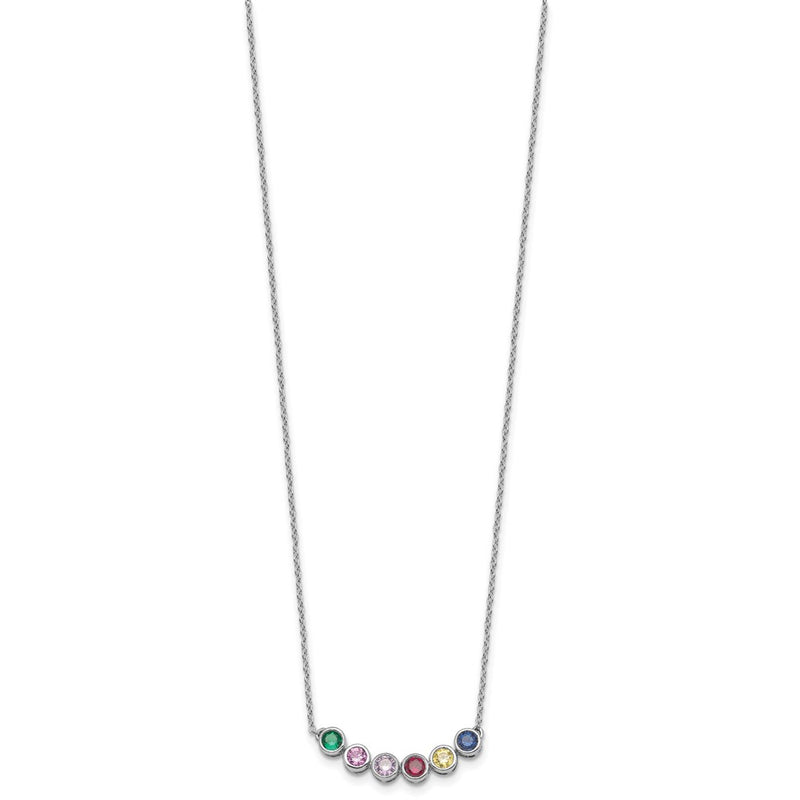 14k White Gold 6 Synthetic Birthstone Complete Family Necklace