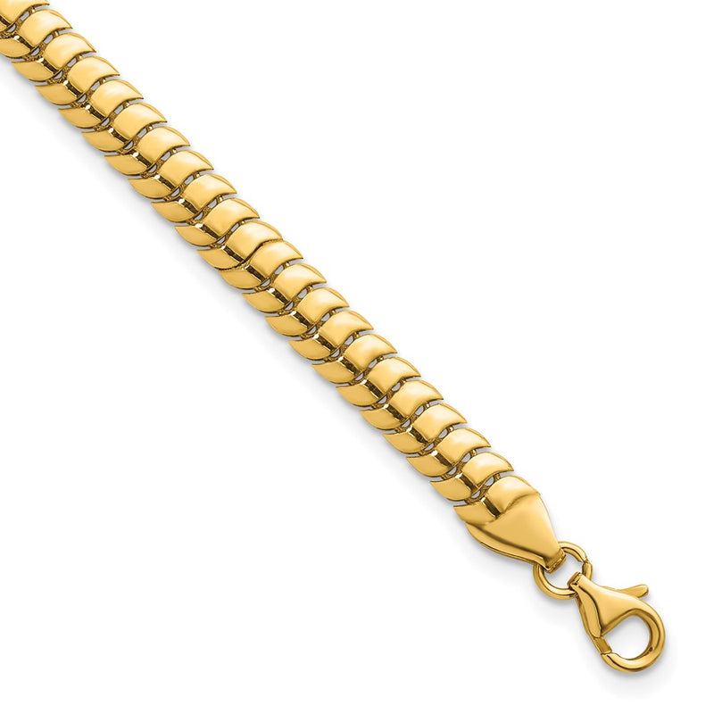 14K Yellow Gold Polished 5mm Fancy Herringbone Link Chain Bracelet
