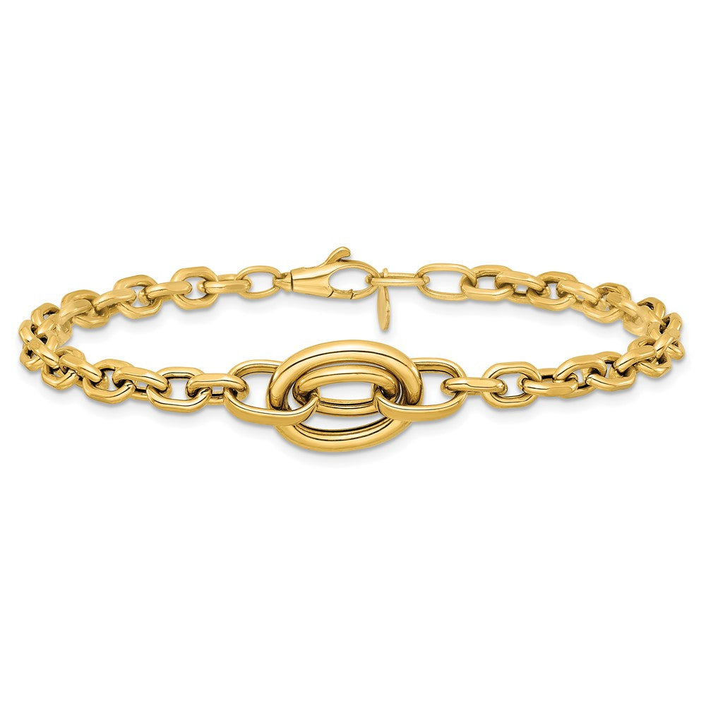 14K Yellow Gold Polished Double Circle Fancy 7.25 Inch Bracelet Plus 0.25 Inch Extender