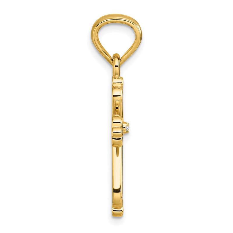 14K Yellow Gold Diamond Accented Cross Pendant