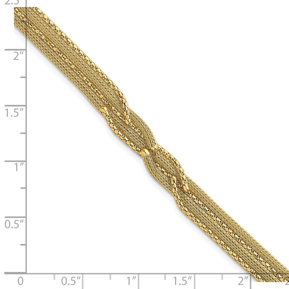 14K Yellow Gold Textured Woven Mesh Fancy Chain Bracelet