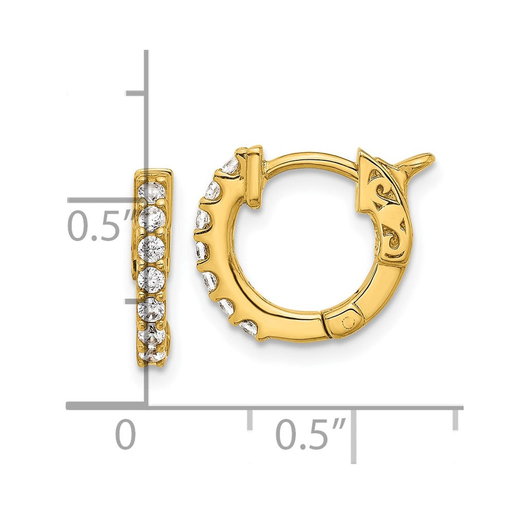 14K Yellow Gold .31 carat Diamond Round Hoop w/Safety Clasp Earrings