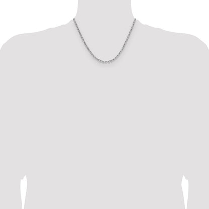 14K White Gold 3.7mm Semi-Solid Beveled Paperclip Chain Necklace