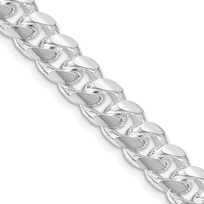 Sterling Silver Rhodium-plated 8.5mm Domed w/ Side D/C Curb 26 Inch Chain