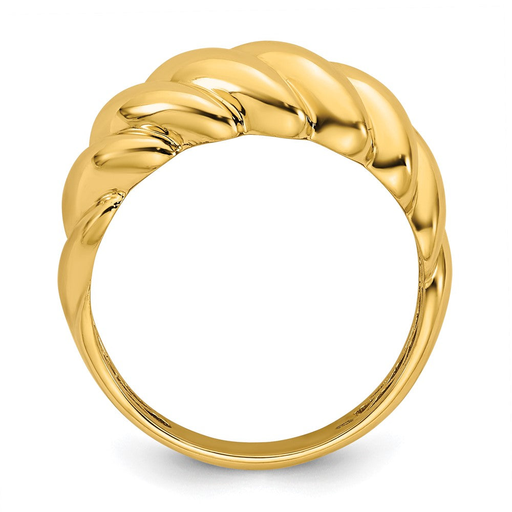 14K Yellow Gold Polished Twisted Graduated Domed Size 7 Ring