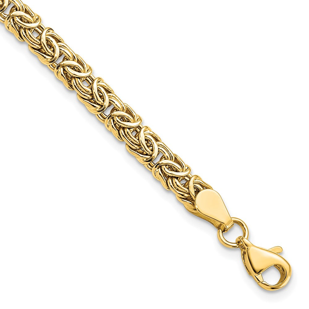 14K Yellow Gold Polished Byzantine 7 Inch Bracelet