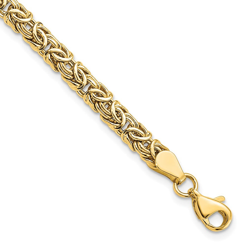 14K Yellow Gold Polished Byzantine 7 Inch Bracelet