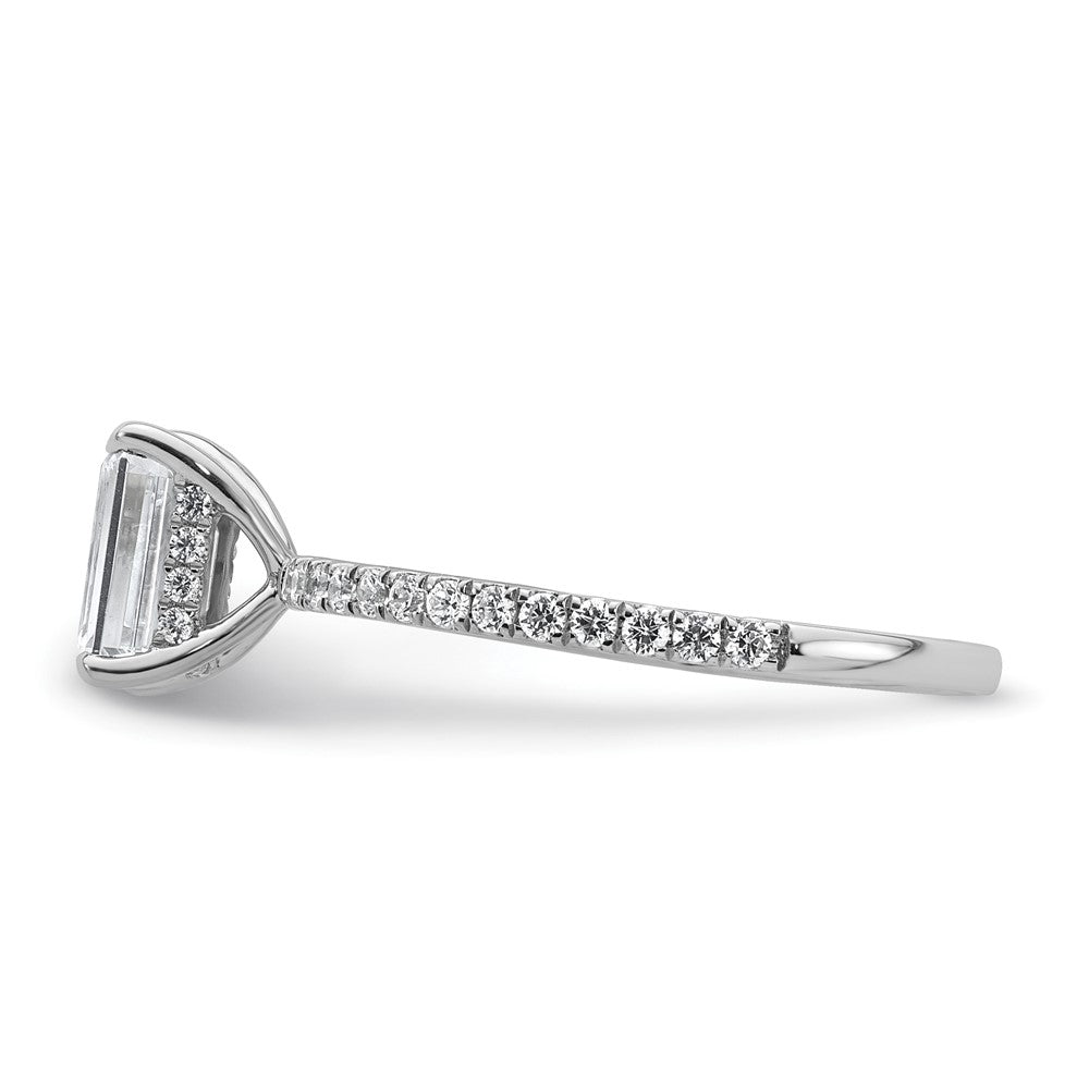 14K White Gold 1 3/8 carat Certified Lab Grown Diamond VS/SI+ G+ Emerald Complete Solitaire with Flair Engagement Ring