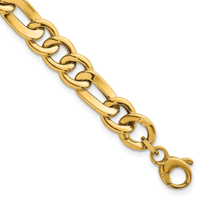 14K Yellow Gold Polished 8.3mm Fancy Figaro Link Chain Bracelet