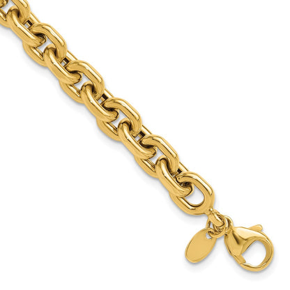 14K Yellow Gold Polished 6.8mm Fancy Cable Link 8 Inch Bracelet
