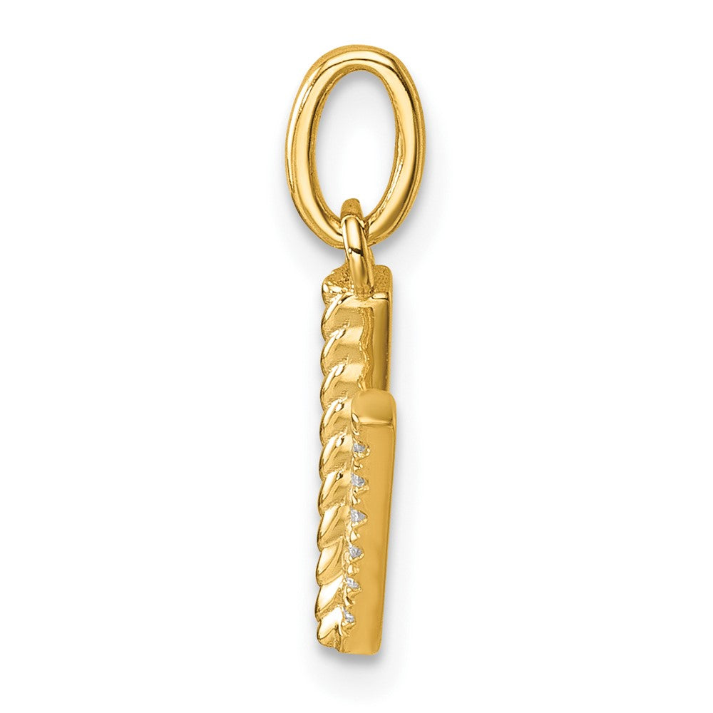 14K Yellow Gold Twisted .05 ct. Diamond Initial V Charm