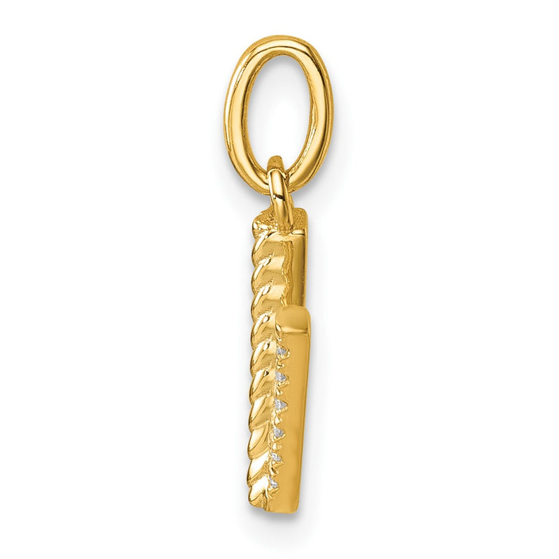 14K Yellow Gold Twisted .05 ct. Diamond Initial V Charm