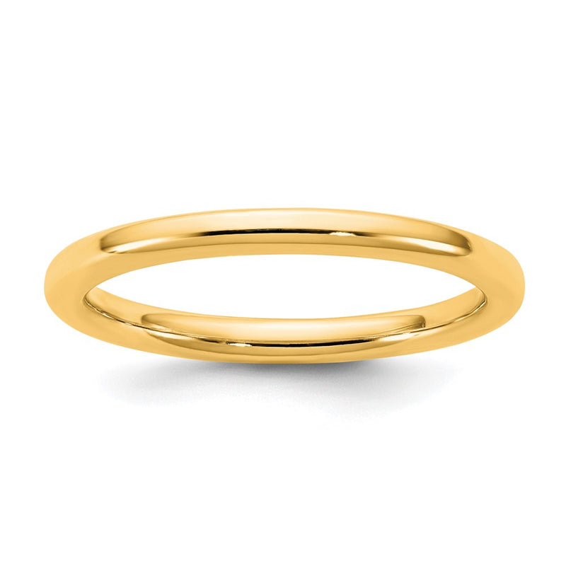14K Yellow Gold 2mm European Comfort Fit Wedding Band Ring