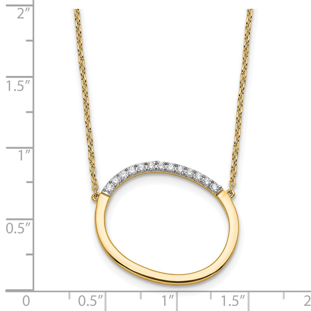 14K Yellow Gold Sideways Diamond Initial O 18 Inch Necklace