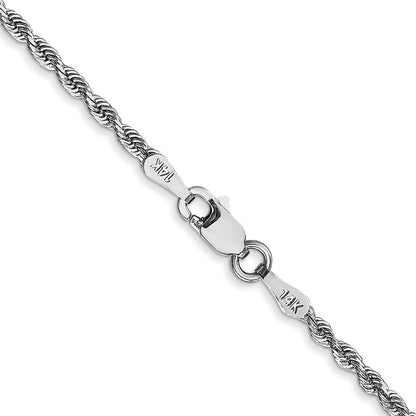 14K White Gold 2mm Diamond-cut Quadruple Rope Lobster Clasp Chain Necklace