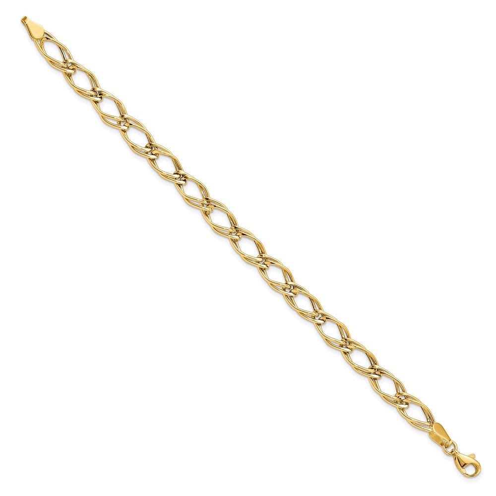 14K Yellow Gold Fancy Link 7 Inch Bracelet