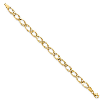 14K Yellow Gold Fancy Link 7 Inch Bracelet