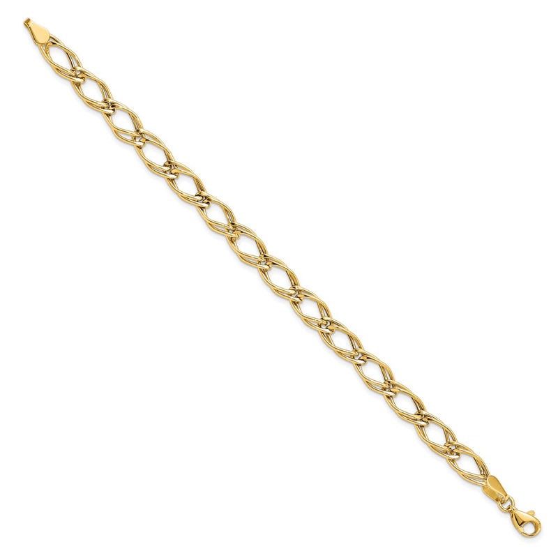 14K Yellow Gold Fancy Link 7 Inch Bracelet
