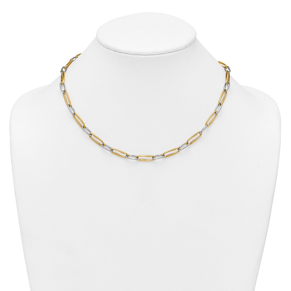 14K Two-Tone Gold Two-tone Polished 5.75mm Fancy Long Link 18 Inch Necklace