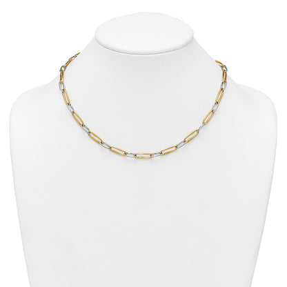 14K Two-Tone Gold Two-tone Polished 5.75mm Fancy Long Link 18 Inch Necklace