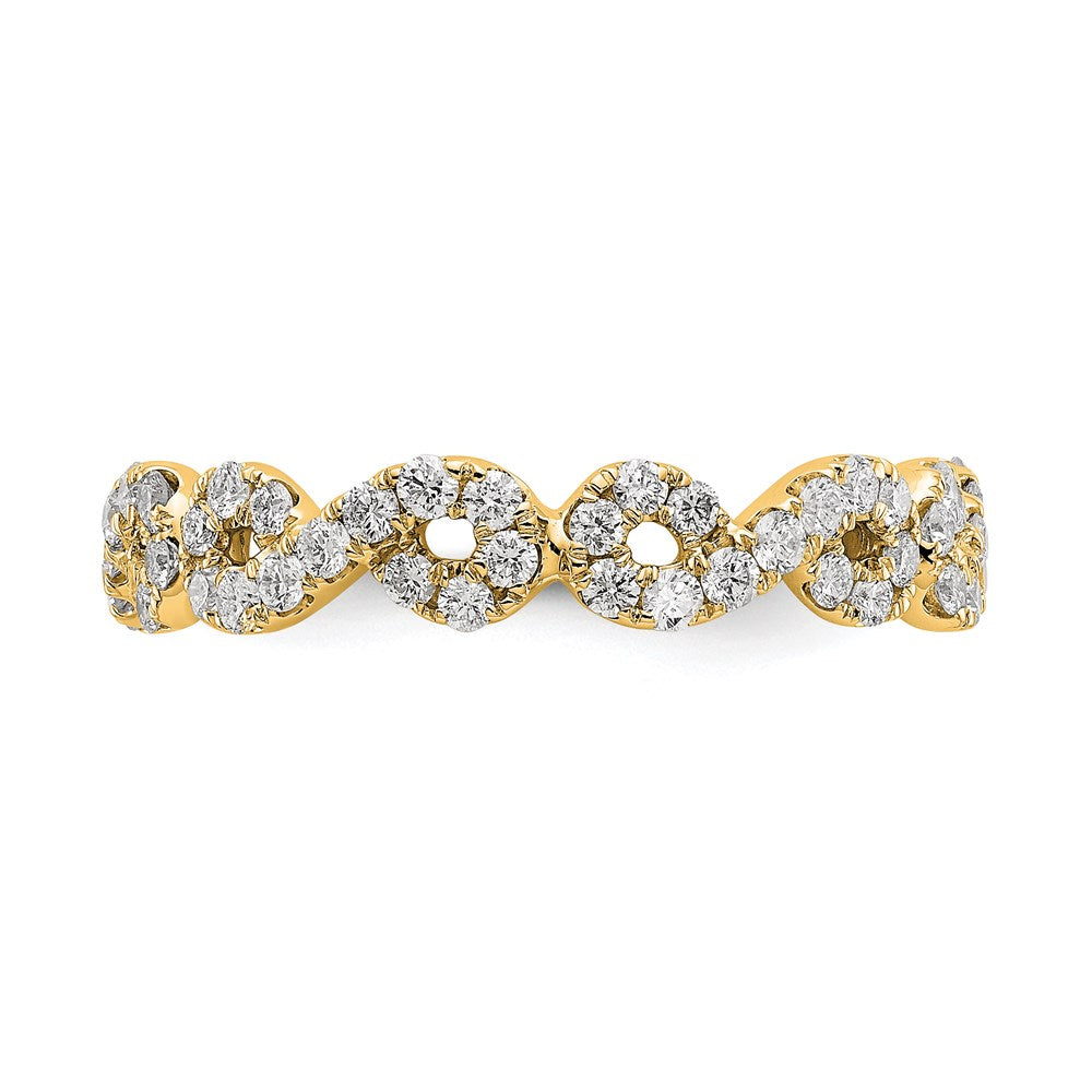 14K Yellow Gold Polished Infinity Shared U Prong Size 6.5 Diamond Eternity Wedding Band Ring