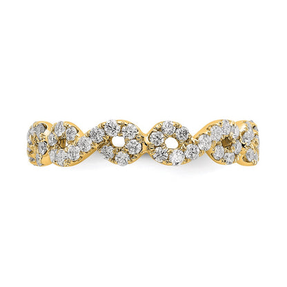 14K Yellow Gold Polished Infinity Shared U Prong Size 6.5 Diamond Eternity Wedding Band Ring