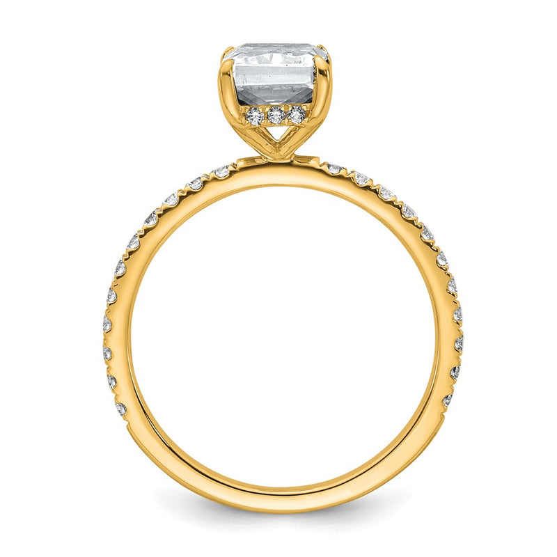 14K Yellow Gold 2 carat Certified Lab Grown Diamond VS+ F+ Radiant Complete Solitaire with Flair Engagement Ring