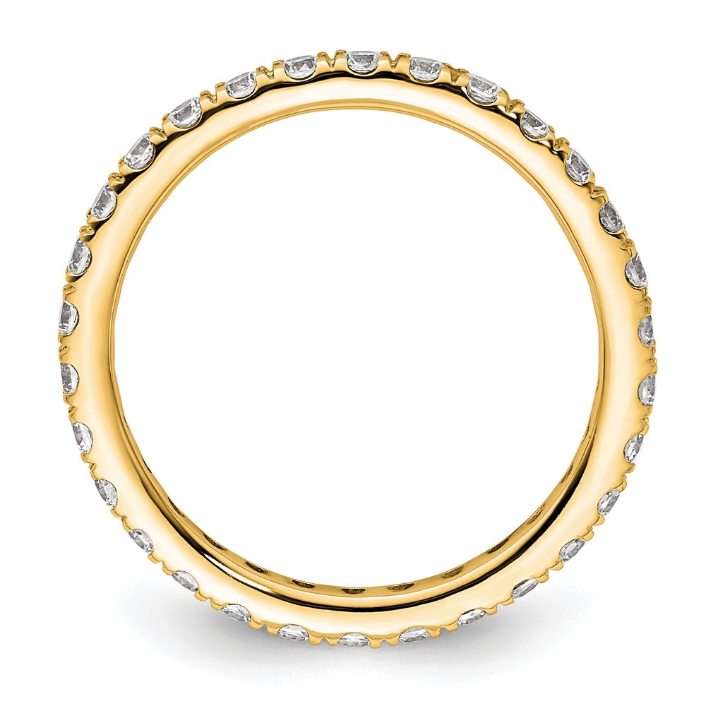14K Yellow Gold Polished Size 8 U-Shared Prong 1 carat Diamond Complete Eternity Wedding Band Ring