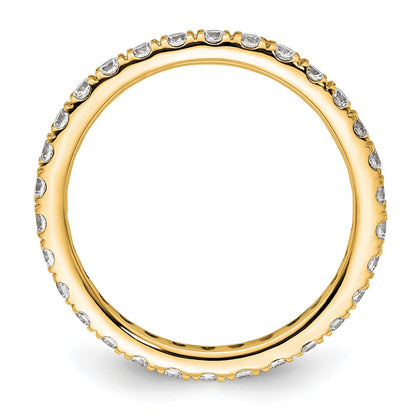 14K Yellow Gold Polished Size 8 U-Shared Prong 1 carat Diamond Complete Eternity Wedding Band Ring