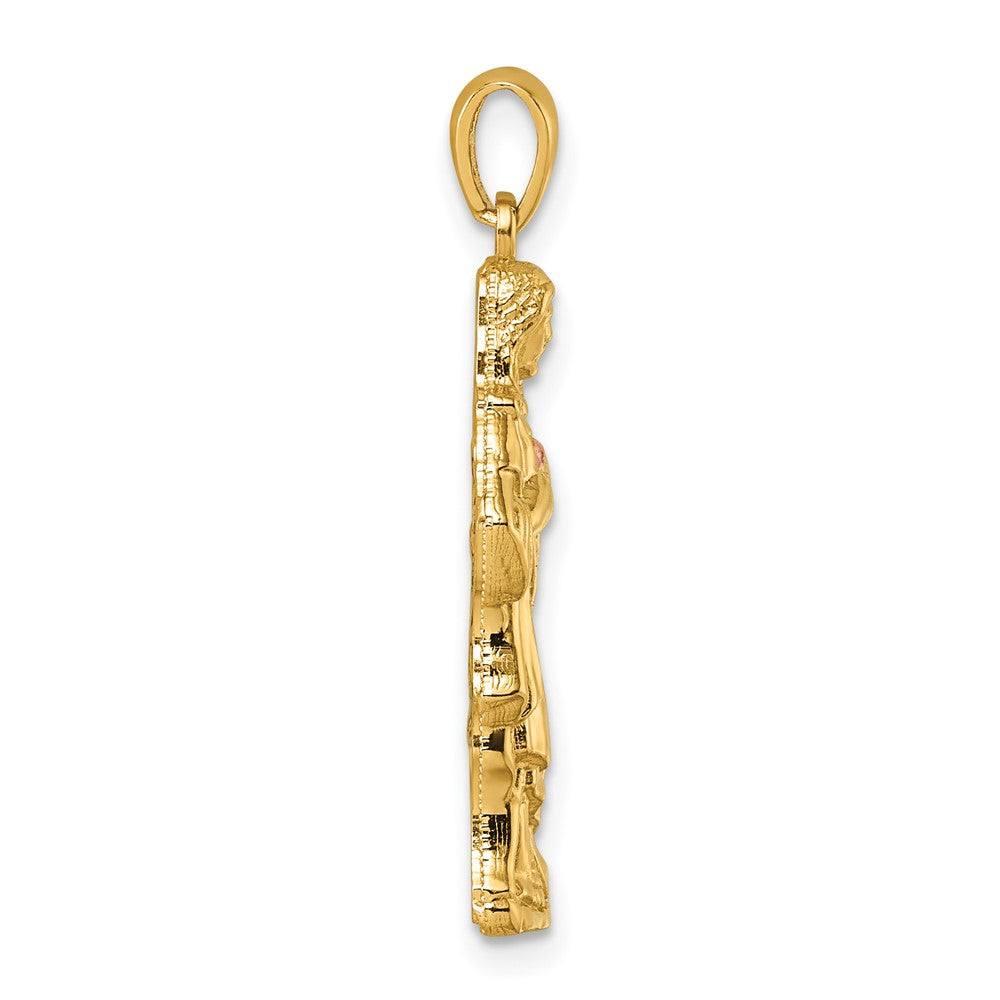 14K Yellow Gold with -tone Polished Sacred Heart of Jesus Pendant
