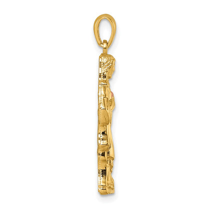 14K Yellow Gold with -tone Polished Sacred Heart of Jesus Pendant