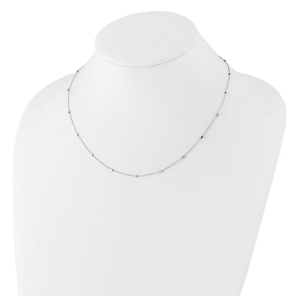 14K White Gold Polished Cube Stations 16 Inch Necklace Plus 2 Inch Extender