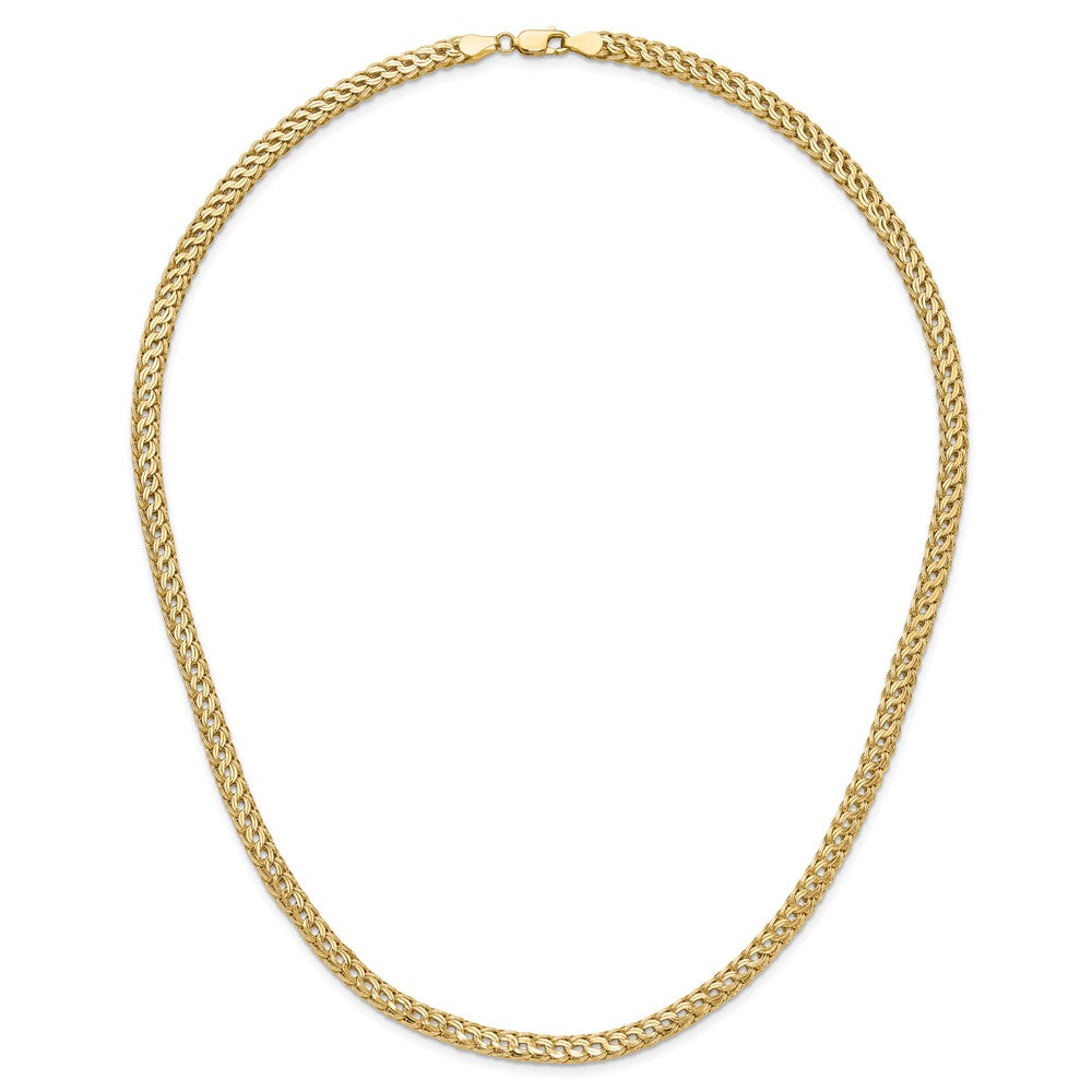 14K Yellow Gold Polished 4.5mm Fancy Diamond-cut Link 18 Inch Necklace