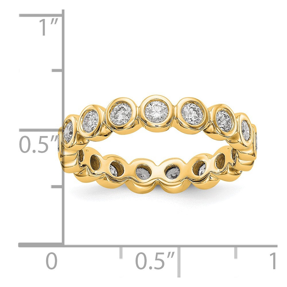 14K Yellow Gold Polished Size 7.5 Bezel-set 1 carat Diamond Complete Eternity Wedding Band Ring
