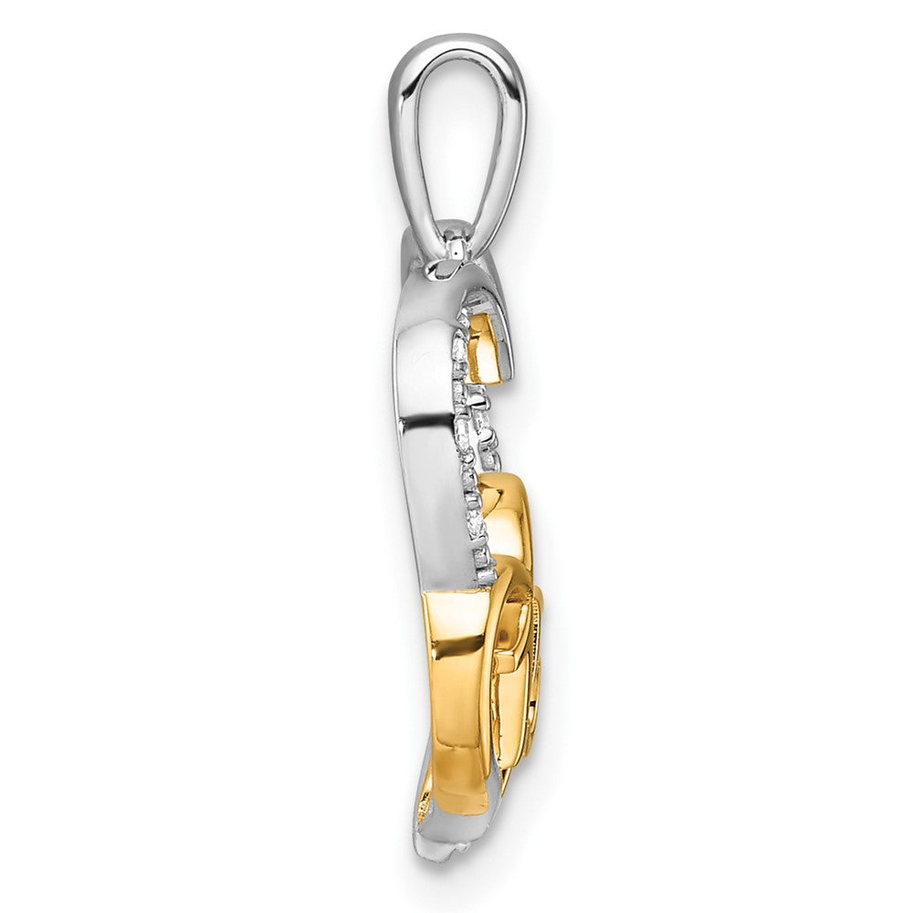 14K Two-Tone Gold Two-tone Polished 1/20 carat Diamond Quinceanera 15 Heart Pendant