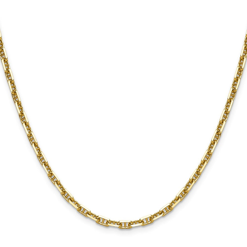 14K Yellow Gold 3.5mm D/C Mariner Anchor Chain Necklace