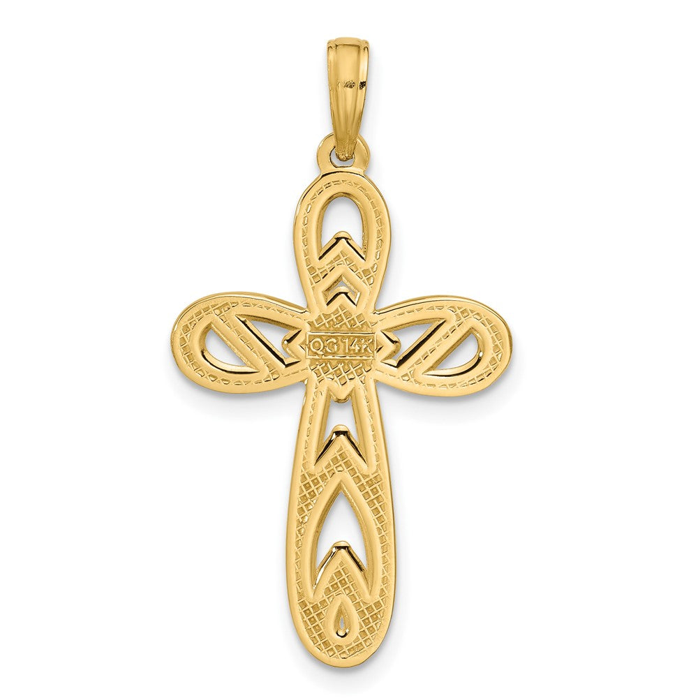 14K Yellow Gold Polished Rounded Cross Pendant