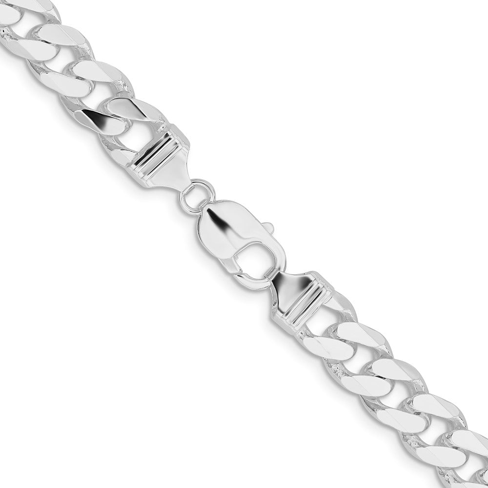 Sterling Silver Rhodium-plated 11mm Curb 28 Inch Chain