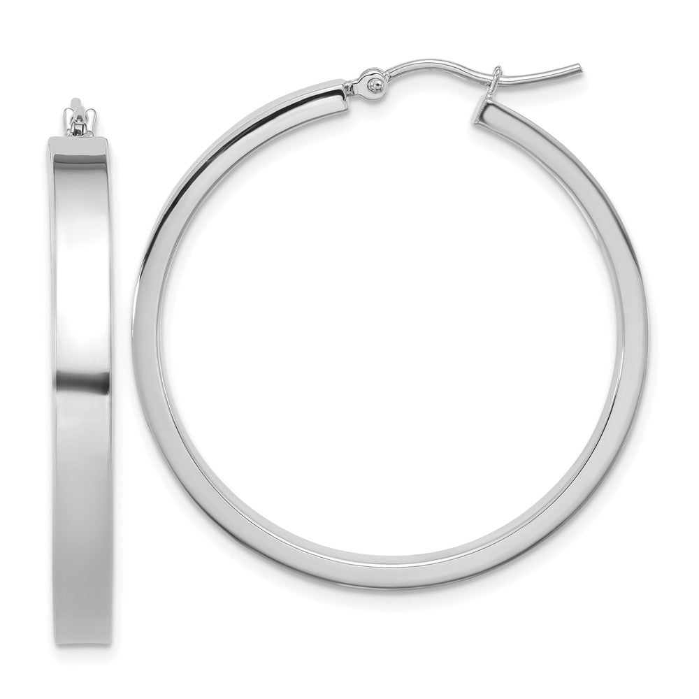 14K White Gold 4x35mm Polished Tube Hoop Earrings